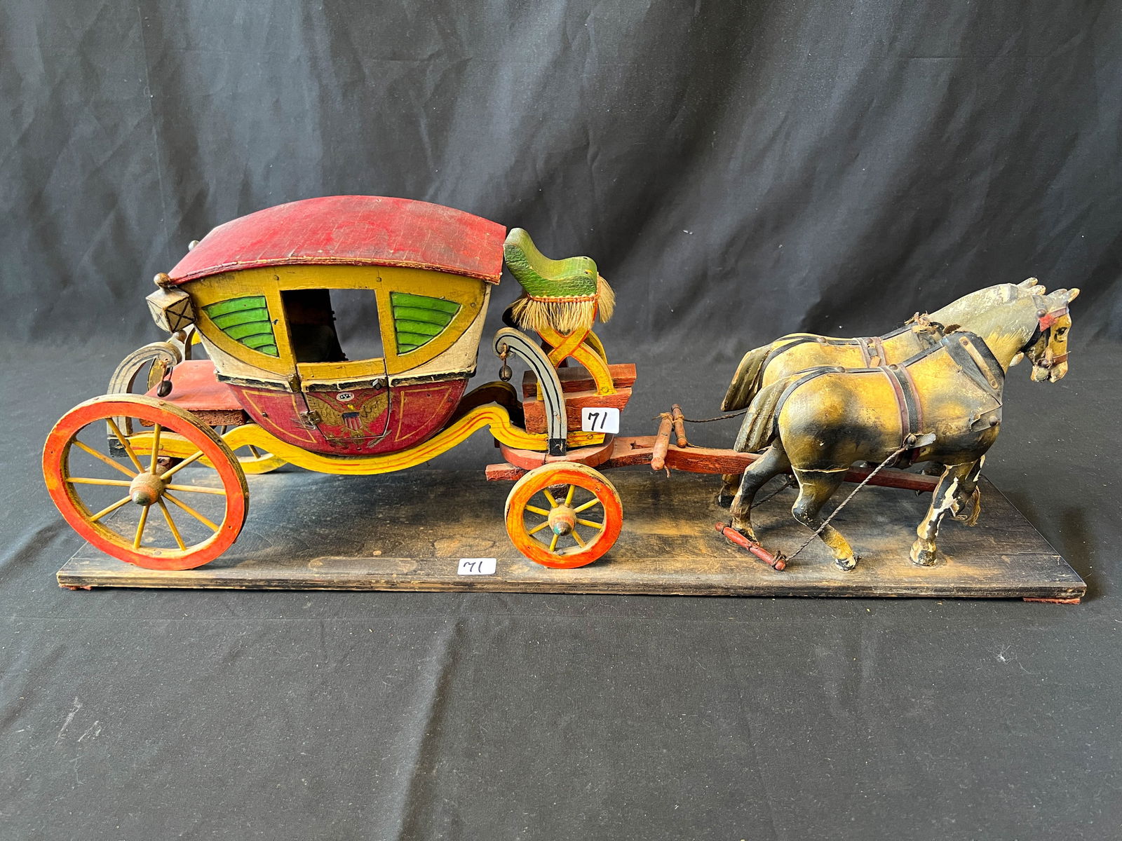 Folk Art hand made US Presidential Carriage with horses (1 of 5)