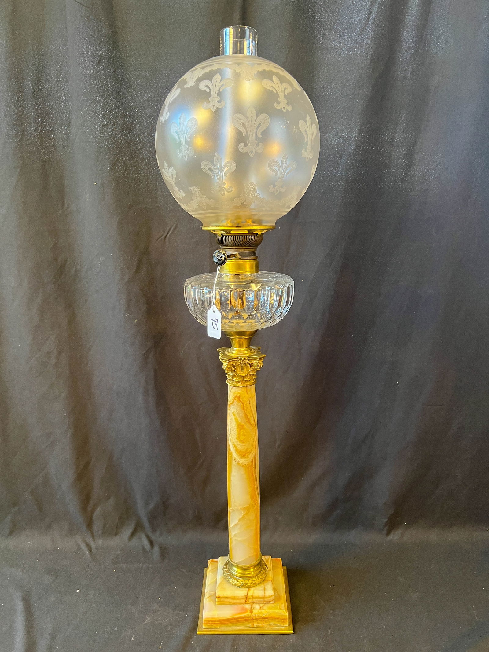 1850-1860 Onyx and Bronze Banquet Lamp (1 of 5)