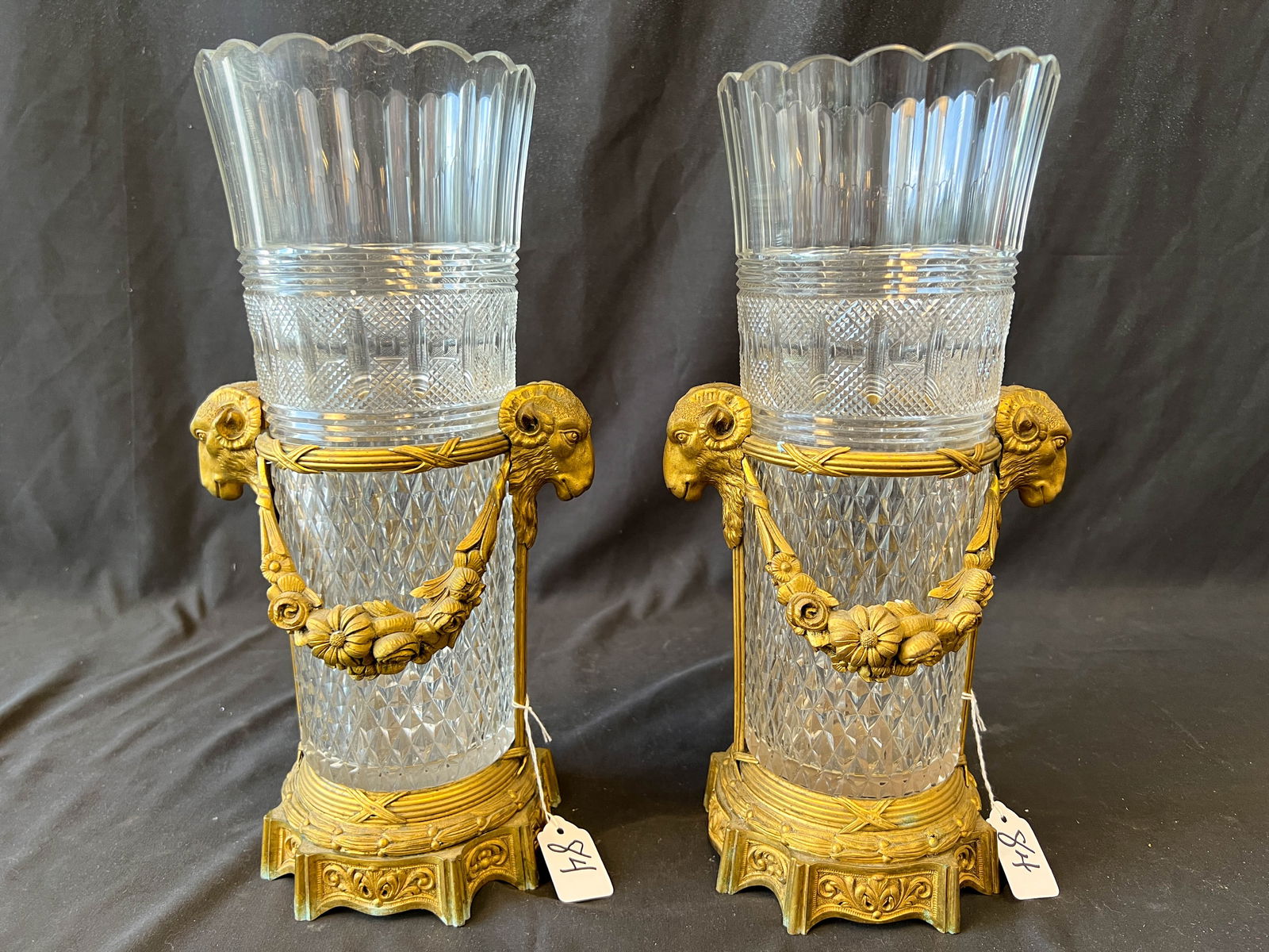 Pair of Early French Louis XVI Style Lead Cut Crystal Mantle Vases (1 of 7)