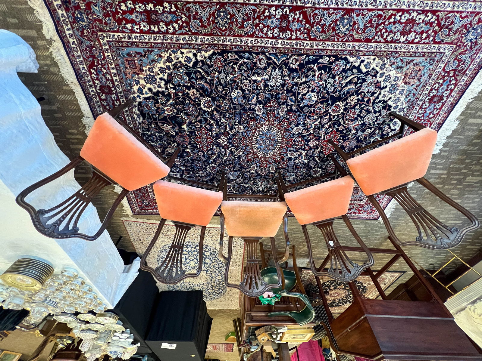 Set of Five Late 18th - Early 19th Century Early New York Hand Carved Federal style Mahogany Dining (1 of 8)