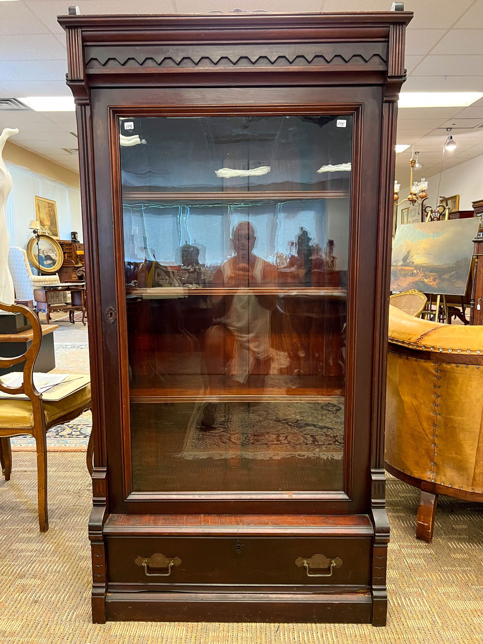 Walnut Victorian Single Door Bookcase (1 of 9)