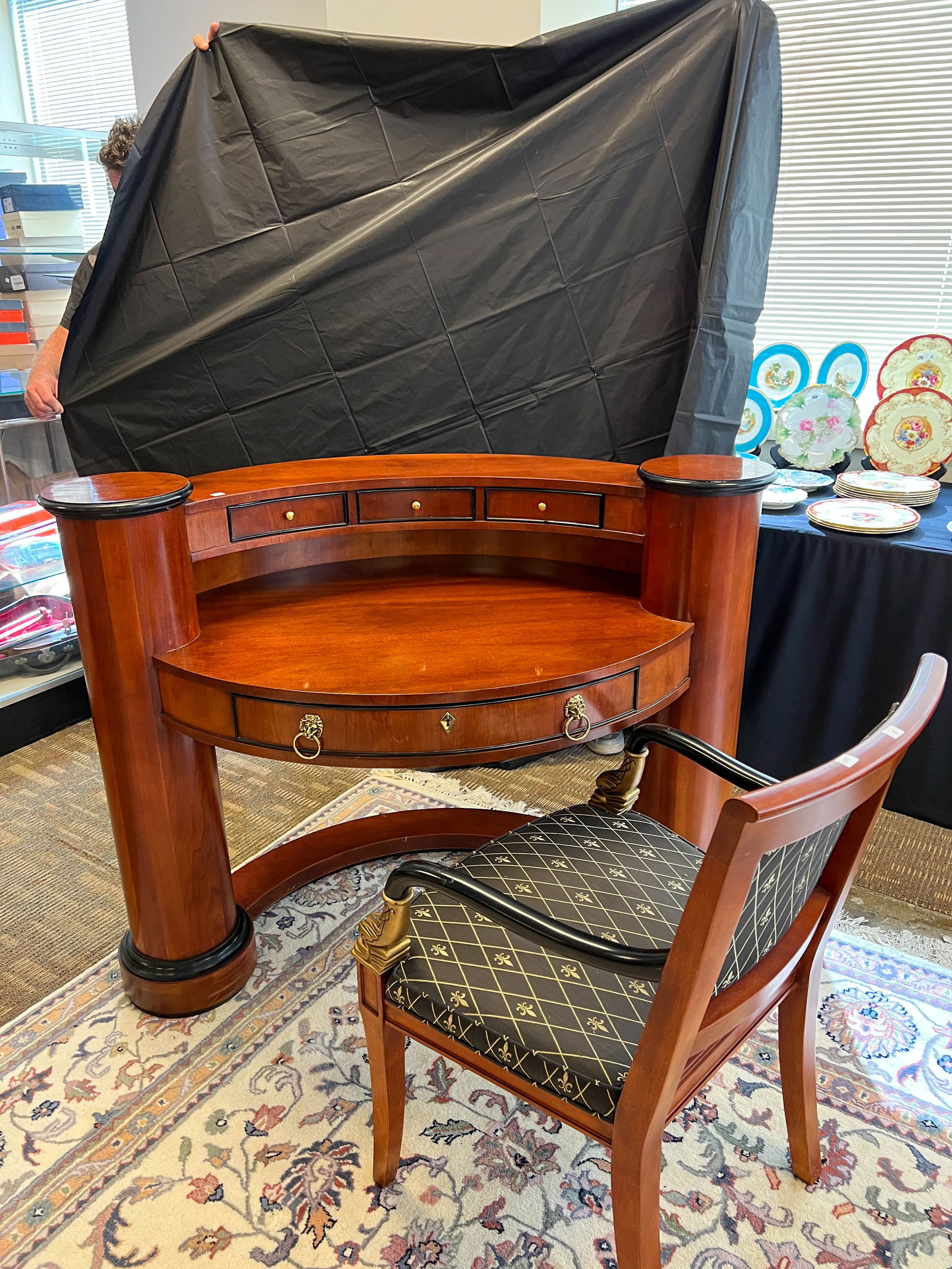 Century Contemporary Mahogany Empire Desk and Chair (1 of 7)