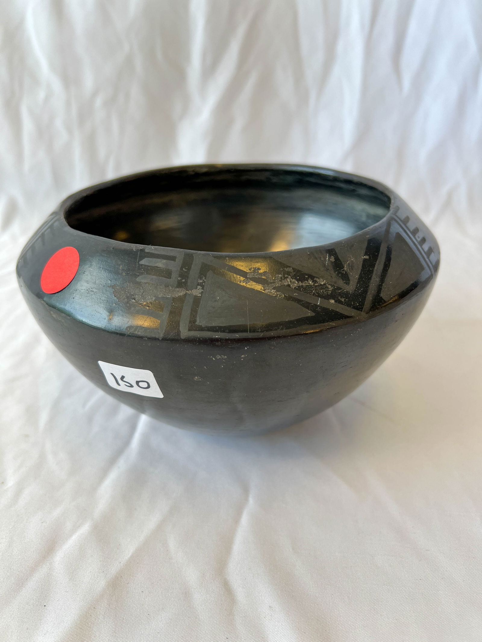 South west black on black Native American pot (1 of 4)