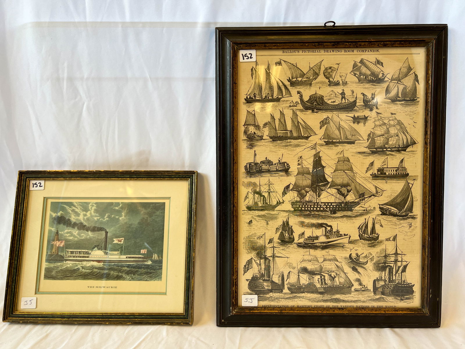 Two early 1800s framed boats, the Milwaukie steamer and the maritime craft of the various nations (1 of 7)