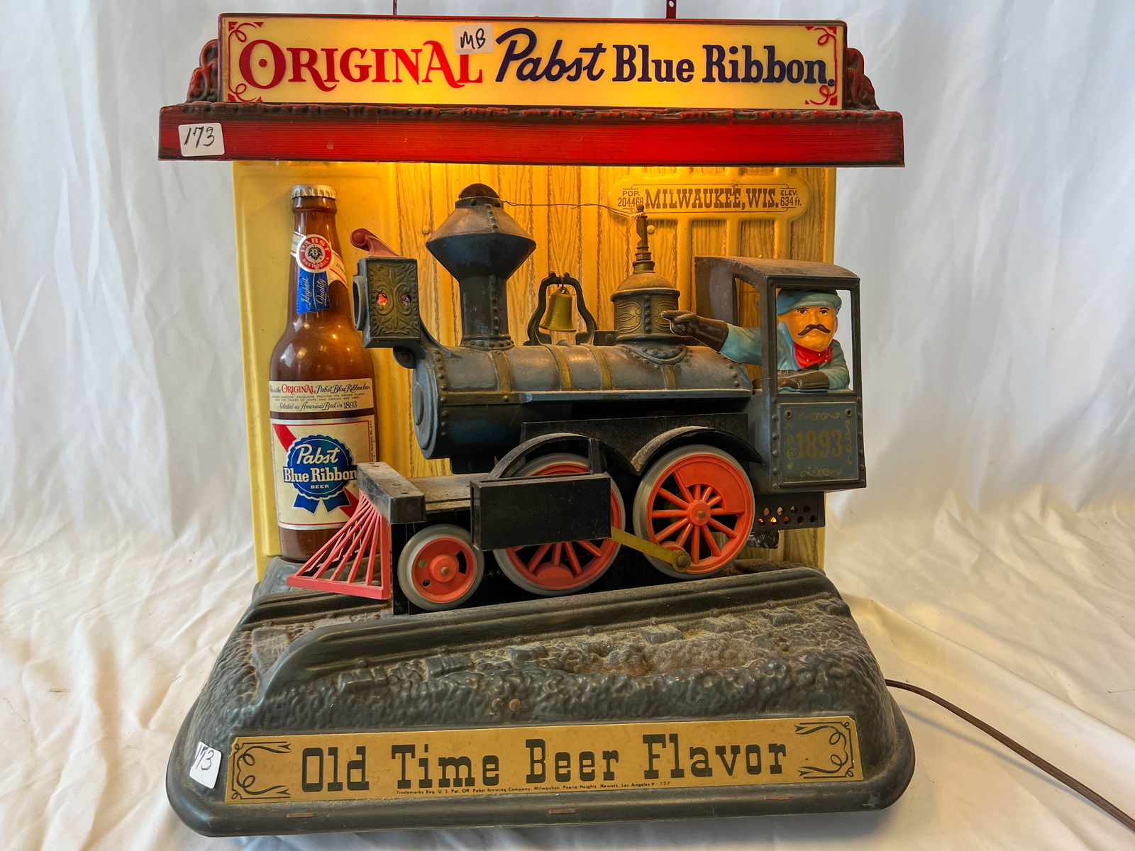 A Pabst Blue Ribbon old time beer with train advertisement (1 of 6)