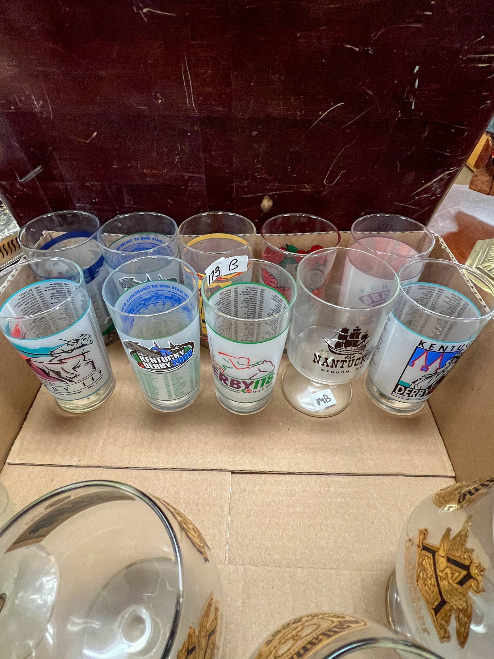 Five snifter glasses advertising Schlitz, Pabst Blue Ribbon, Miller High Life, Budweiser, and (1 of 8)