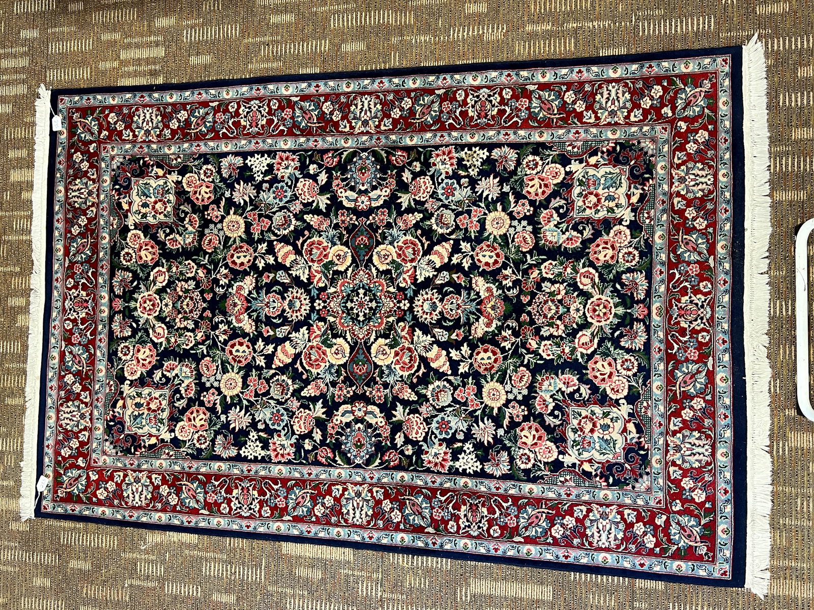 Extremely high quality finely knotted four border Middle Eastern   Rug with elaborate full floral (1 of 4)