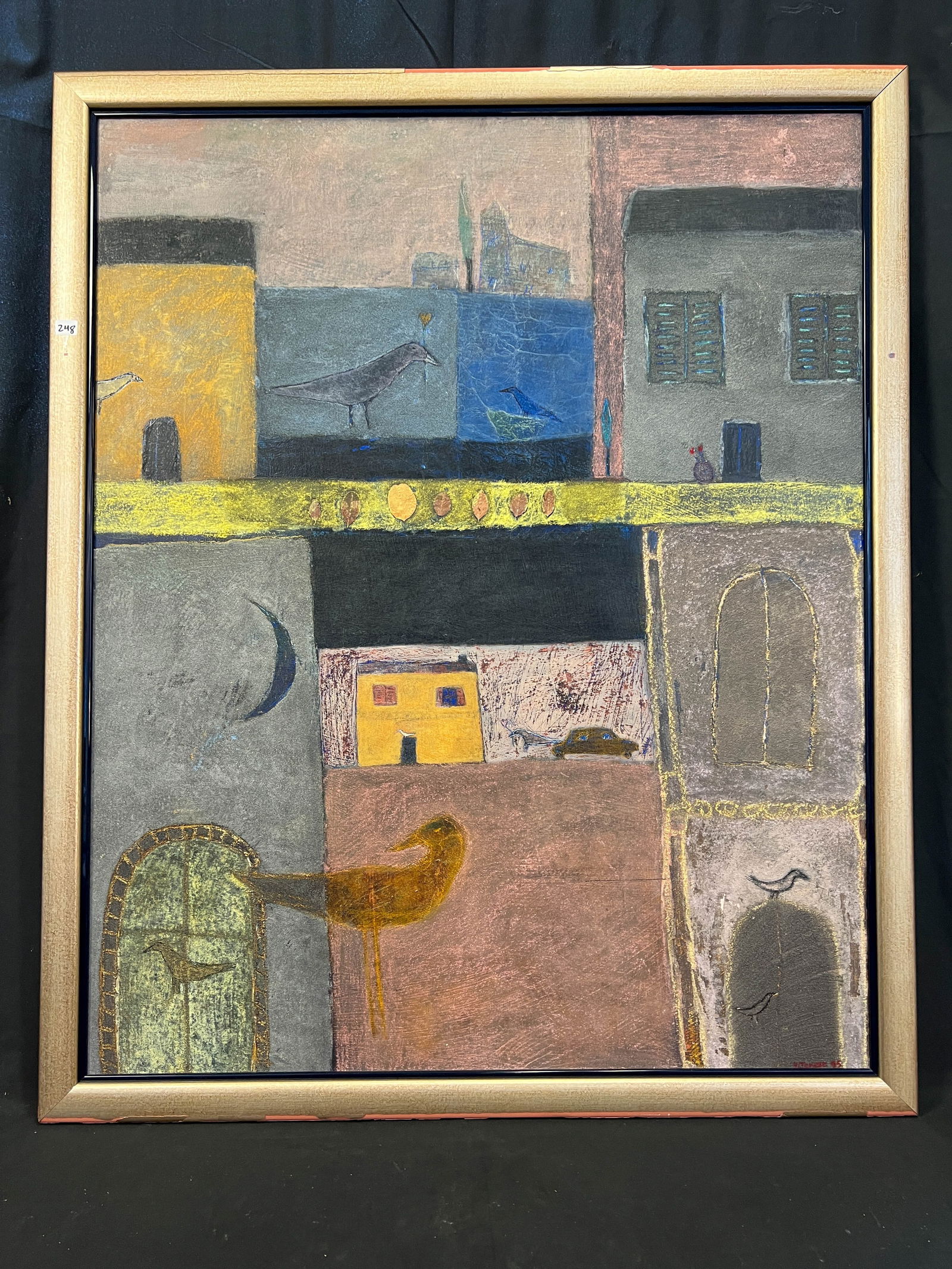 Valerie Teneze Oil on Board Abstract Cityscape (1 of 3)