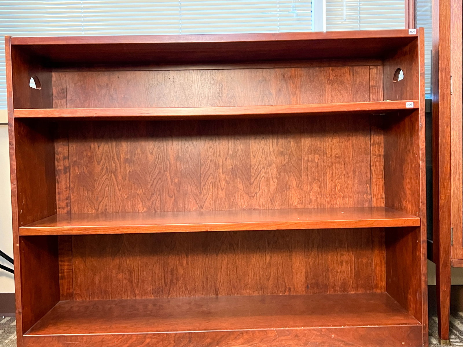 Contemporary two tiered adjustable mission bookcase in maple stained mahogany (1 of 4)