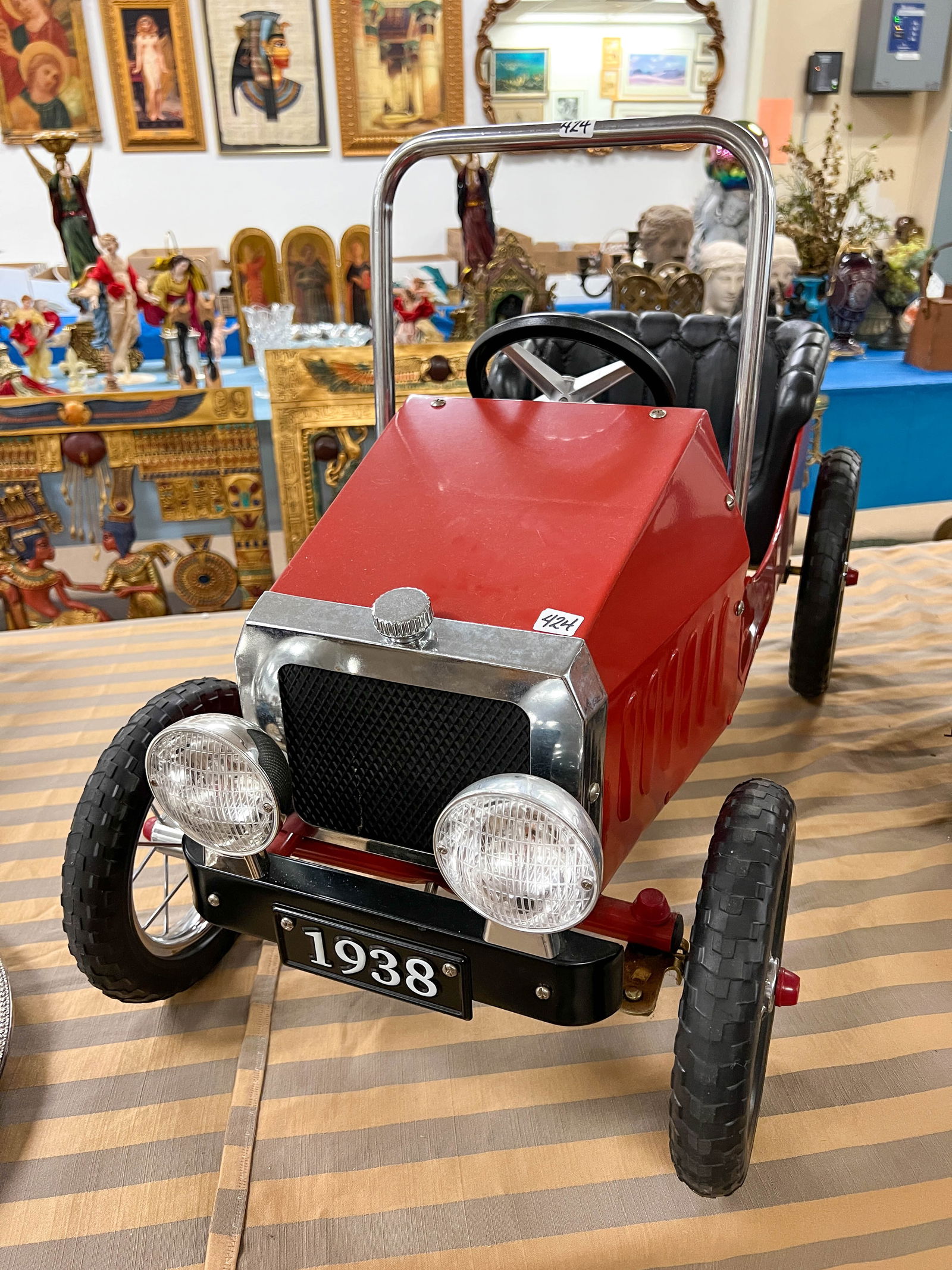 1938 Pedal Car, Roadster With Rubber Tires, Headlights, Its In Good