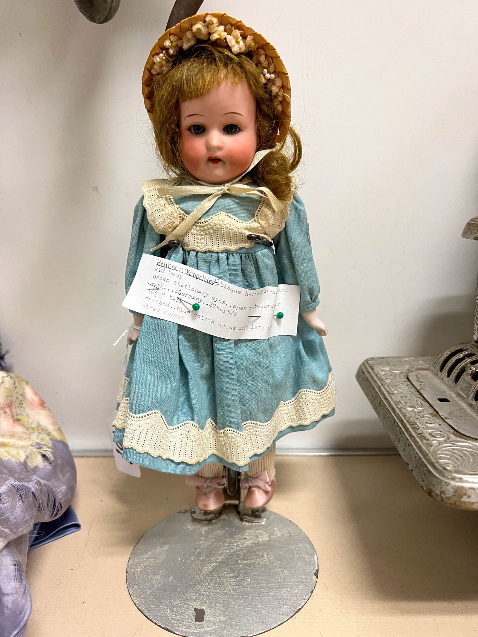 Heubach Koppelsdorf  bisque head doll with kid body and jointed arms 10"T (1 of 2)