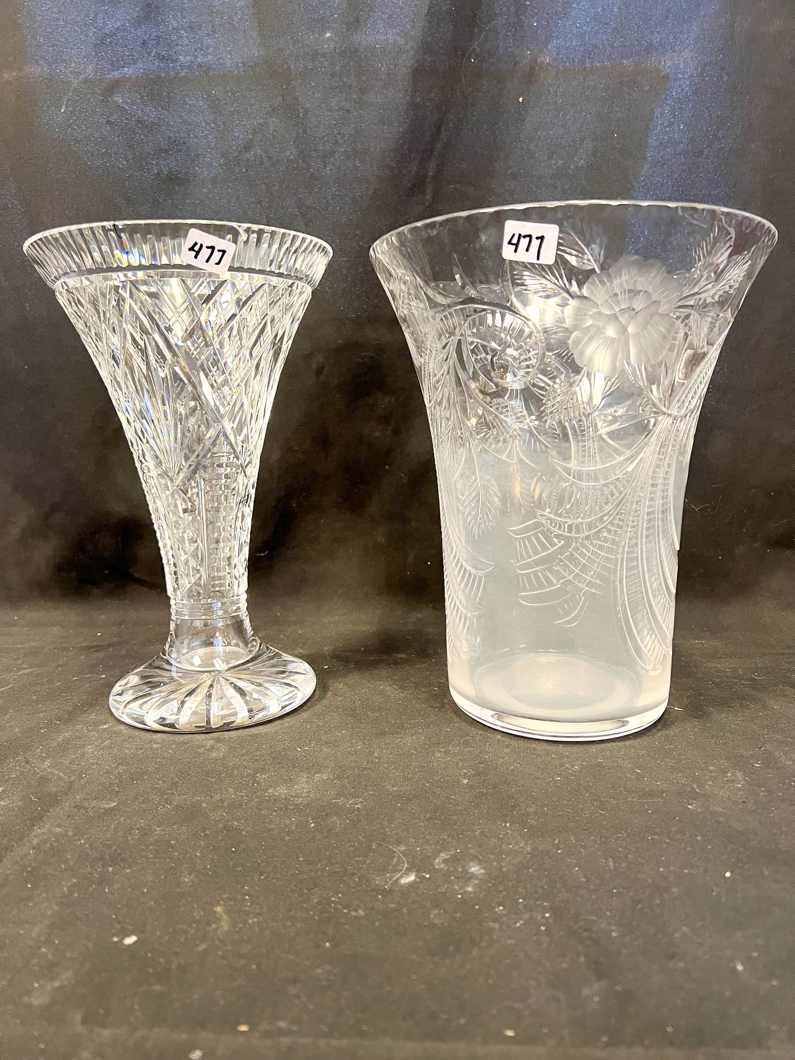 Two large quality cut crystal vases (1 of 5)