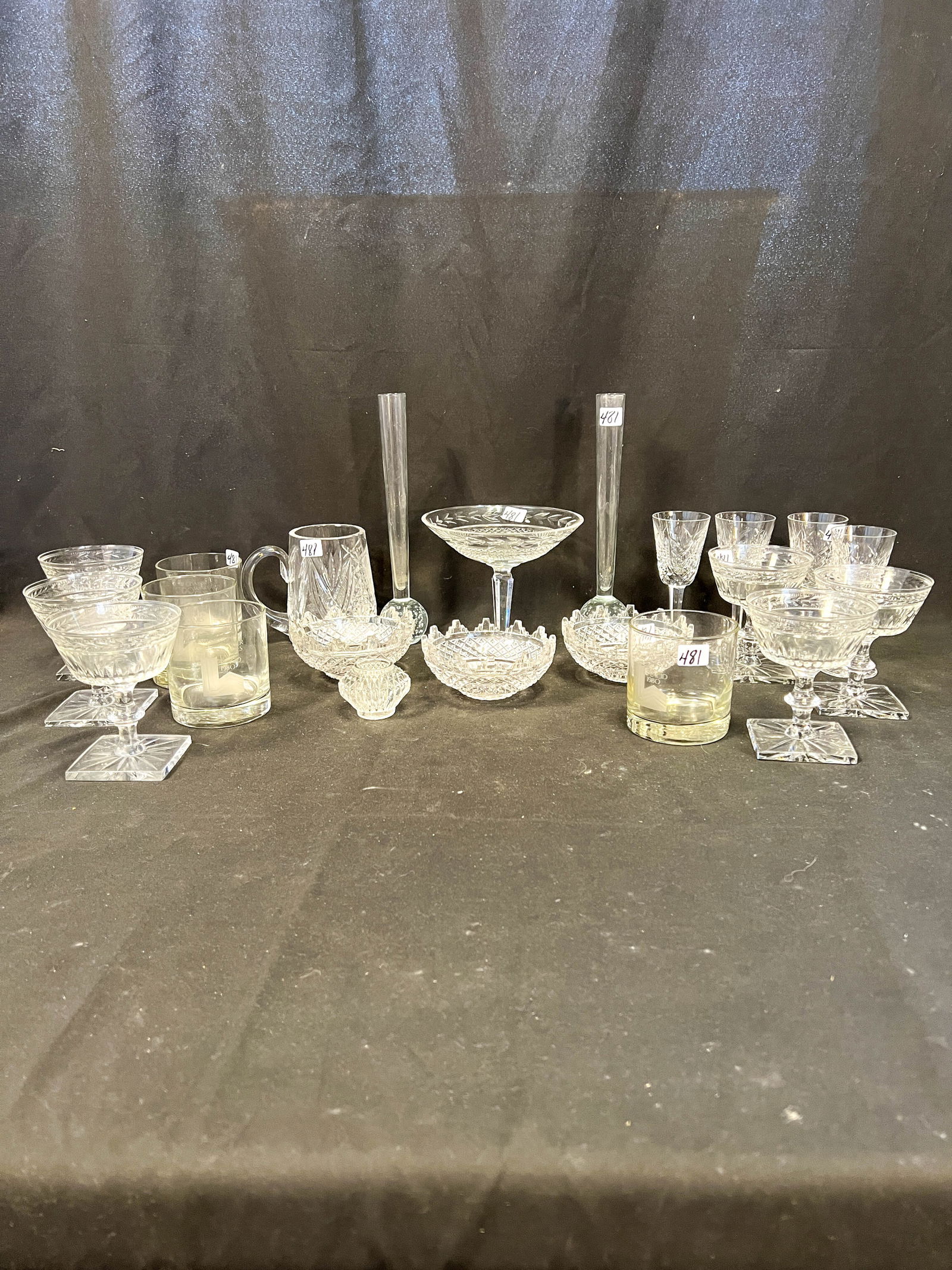 Large group of cut crystal to include; Waterford mug, cut to read "Dad 1977", Waterford compote, (1 of 10)