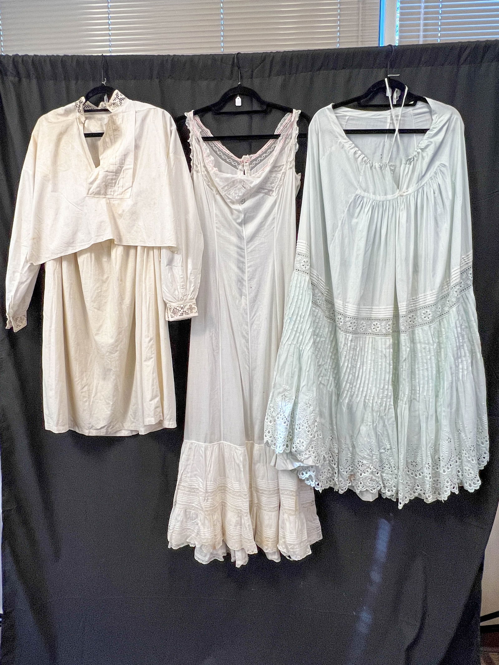Lot of three white work under clothing/slips.   One of these has a high neck collar that is (1 of 7)