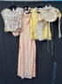 Lot of four to include; one rayon silk nightgown 1930s, silk pieces 1860s as is, a yellow pongee