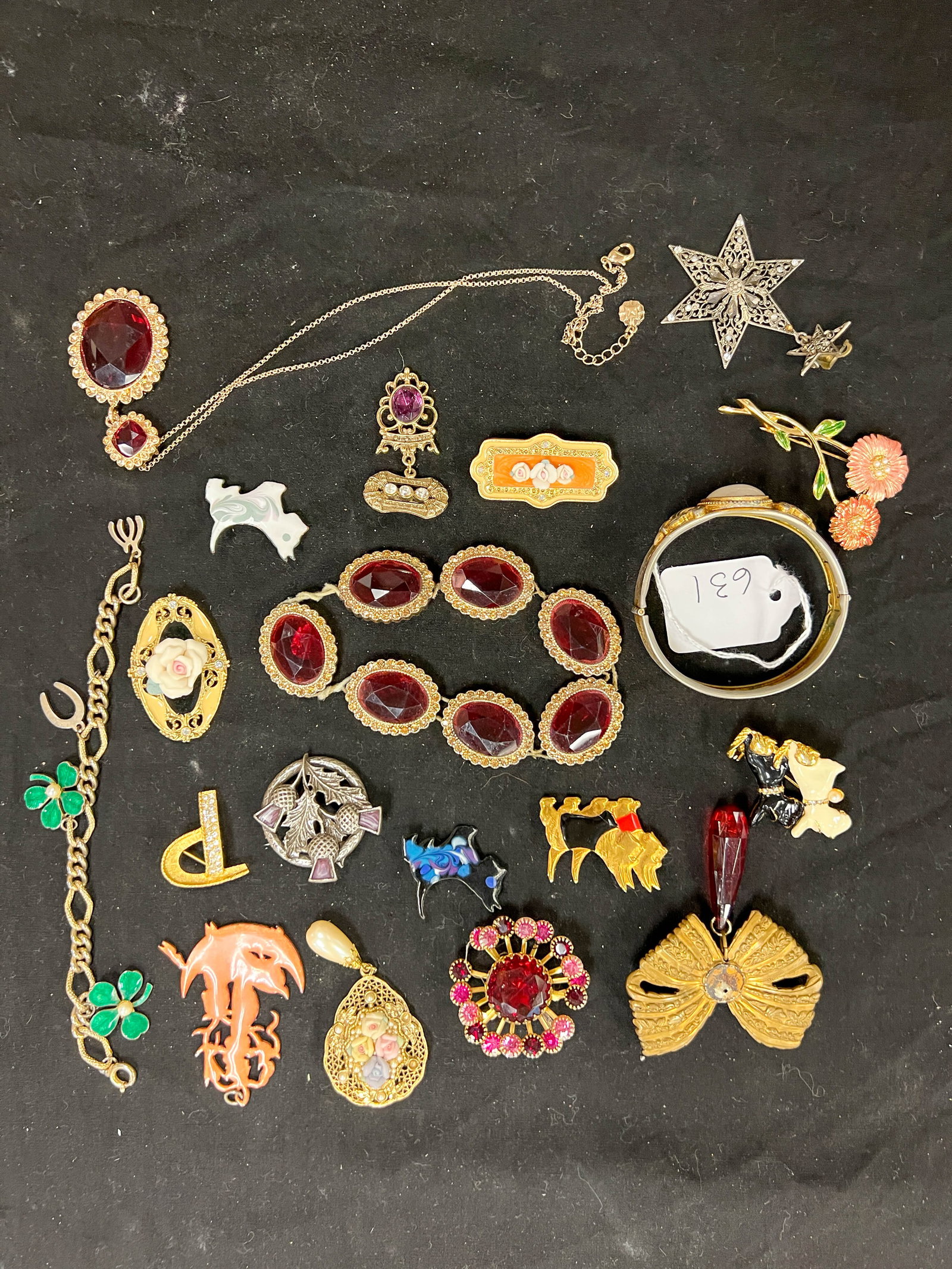 Large lot of red rhinestone costume jewelry and more (1 of 1)