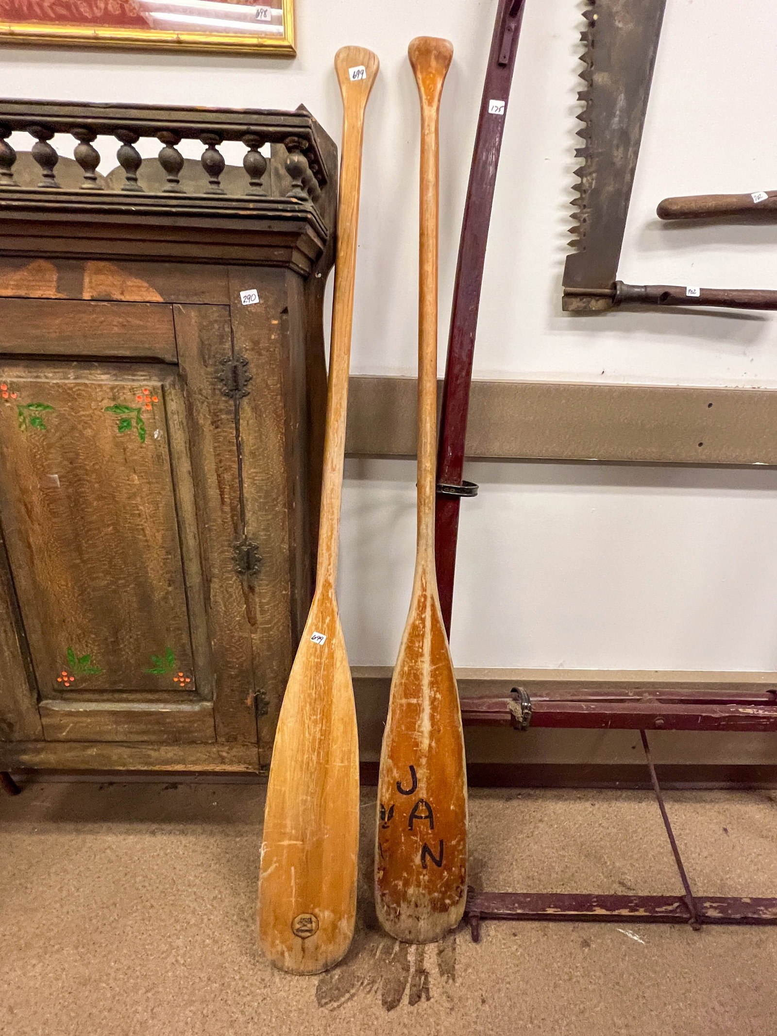 Pair of painted Canoe Paddles (1 of 2)