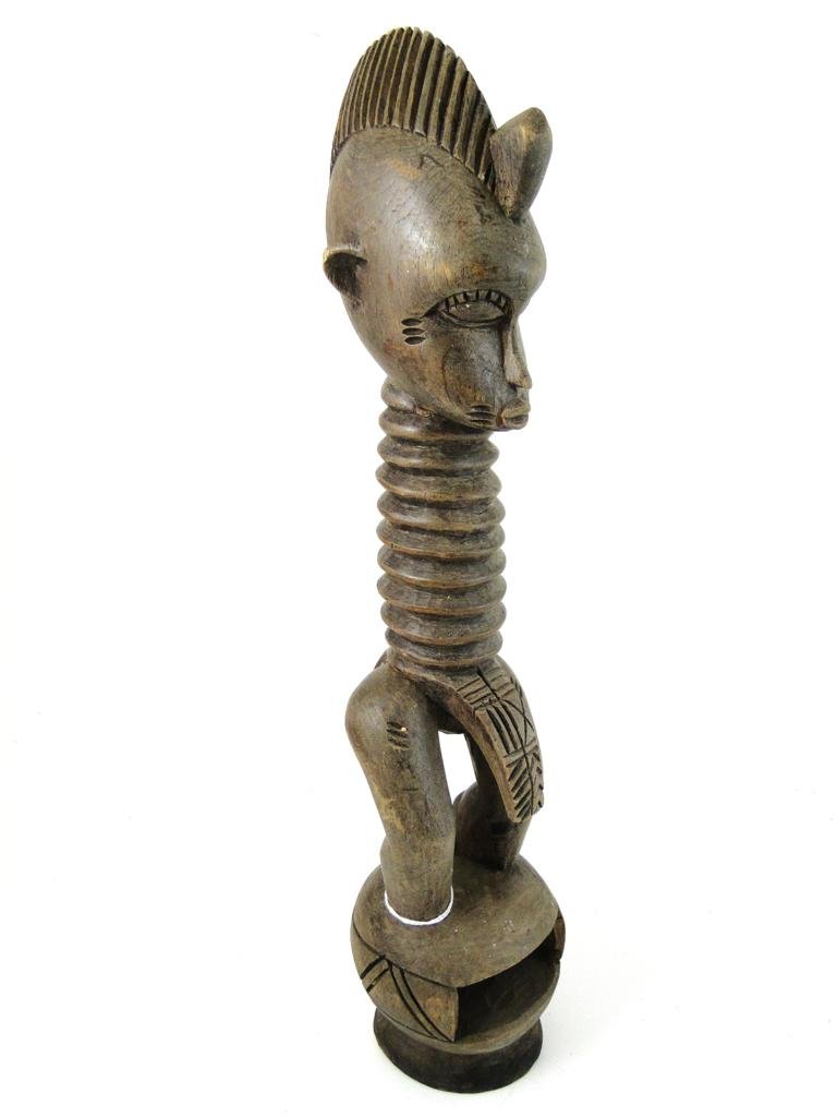 Deble Statue, Senufo tribe, from Liberia, obtained: Deble Statue, Senufo tribe, from Liberia, obtained in Washington DC Gallery, The rings around the neck of many pieces carved by Mende, Senufo, and other West African tribal groups represent rings of f