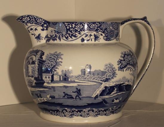 Oversized Spode Blue Italian pitcher. Approx. 9.5": Oversized Spode Blue Italian pitcher. Approx. 9.5" tall w/opening of 7.5" wide. Est. price- $
