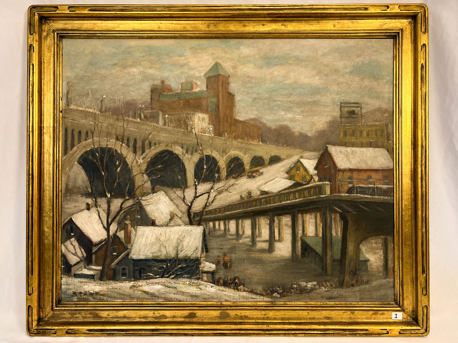 Ellis G. Brant Oil on Board Depicting Pigsville Valley in Milwaukee WI (1 of 8)