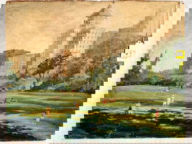 Signed Gregory Oil on Board Depicting a Milwaukee Scene
