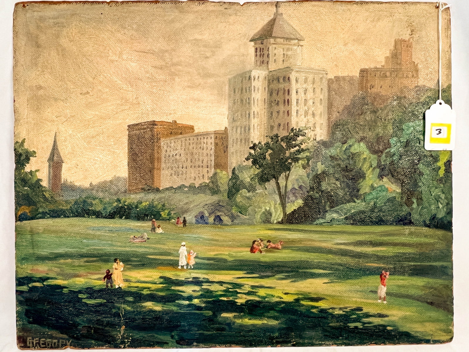 Signed Gregory Oil on Board Depicting a Milwaukee Scene (1 of 8)