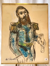 Lester Schwartz Watercolor of a Civil war soldier with orders