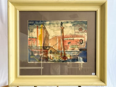 Unsigned Watercolor Depicting Milwaukee's Monuments