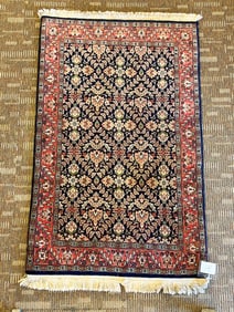Finely Knotted Sarouk Persian Rug with Floral Full Field