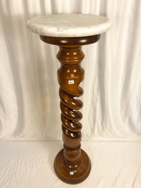 Barley Twist Plant Pedestal with Marble Top