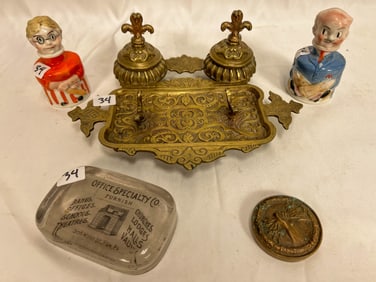 Paperweight Advertising for Roll Top Desk and Other Office Furniture, Figural Ink