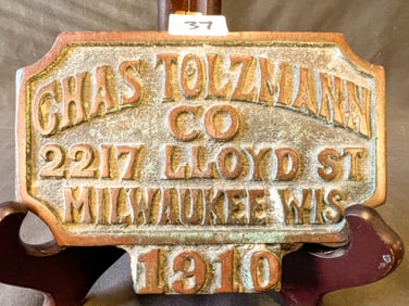 1910 Milwaukee Memorabilia Bronze Sidewalk Plaque