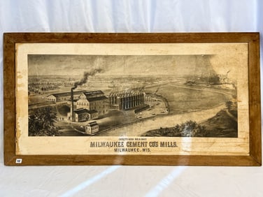 Early Engraving Advertising for Milwaukee Cement Company Mills