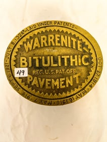 Milwaukee Memorabilia: 1914-1924 Bronz Warrenite BITULITHIC Pavement Marker Adve