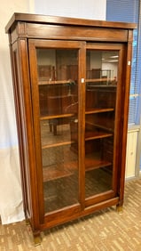 1900s Sliding Double Door Office Cabinet Bookcase