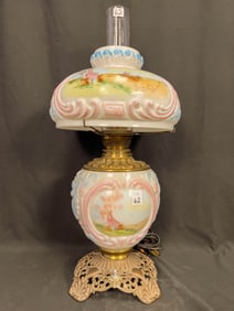 Victorian Oil Lamp with Molded Shade and Base