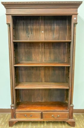 Double Drawer Mahogany Pillared Front Bookcase