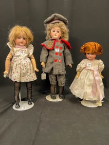 Three Antique Dolls with Bisque Head