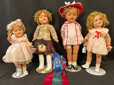Four Shirley Temple composition dolls