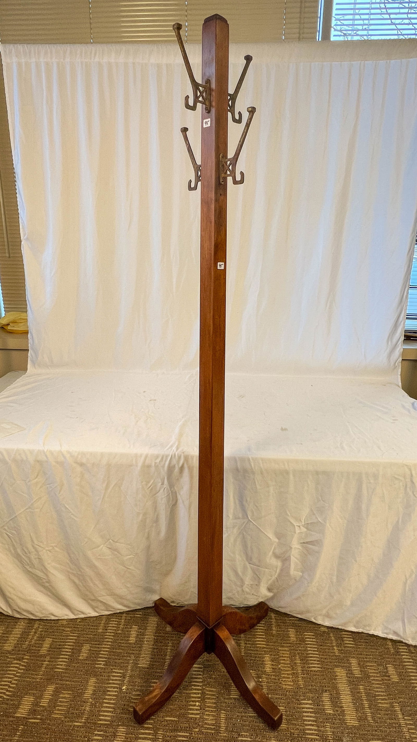 Mission Style Mahogany Hat Rack with Hooks (1 of 3)