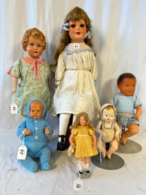 Six Antique Celluloid Dolls Elaborately Dressed