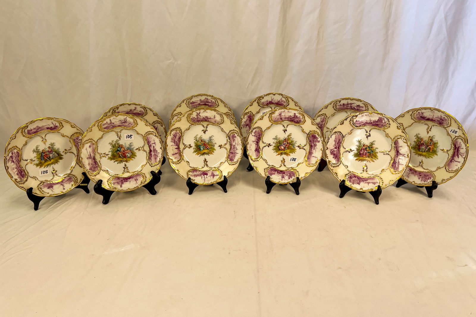 Dresden Dessert Set Consisting of 10 Plates (1 of 12)