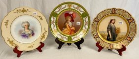 RARE 3 Portrait Plates - Meissen Chateau Des Tuilleries Sevres Royal Vienna