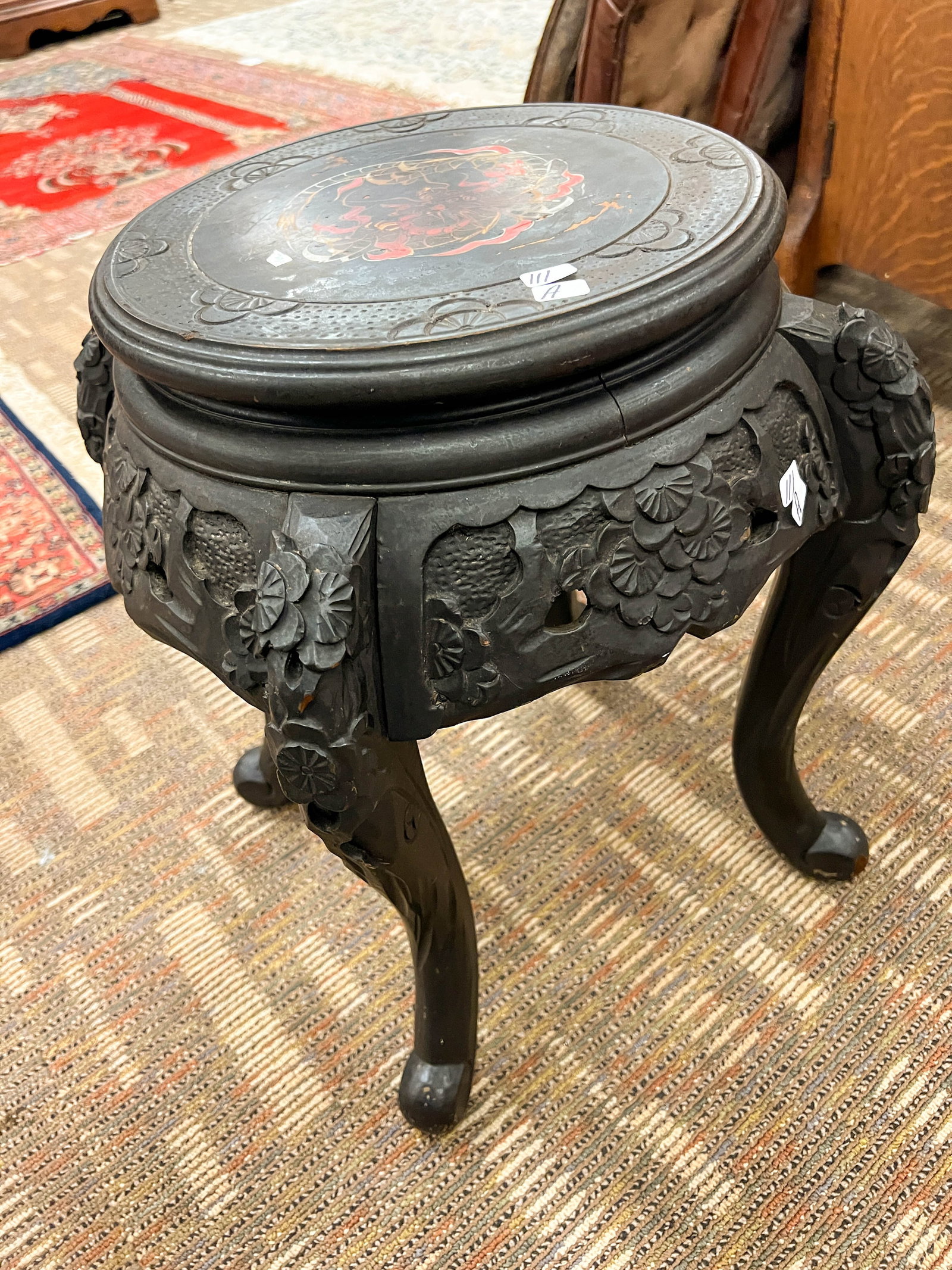 Antique Oriental Carved Plant Stand (1 of 4)
