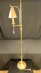 A Caramel Slag Glass Adjustable Bridge Lamp
