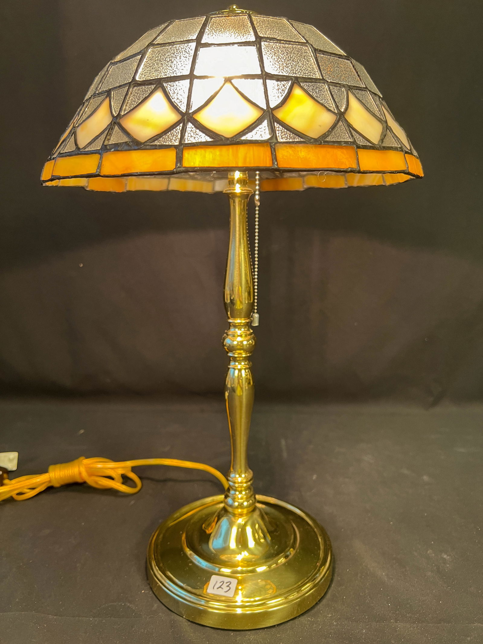 Antique Leaded Glass Small Size Table Lamp (1 of 4)
