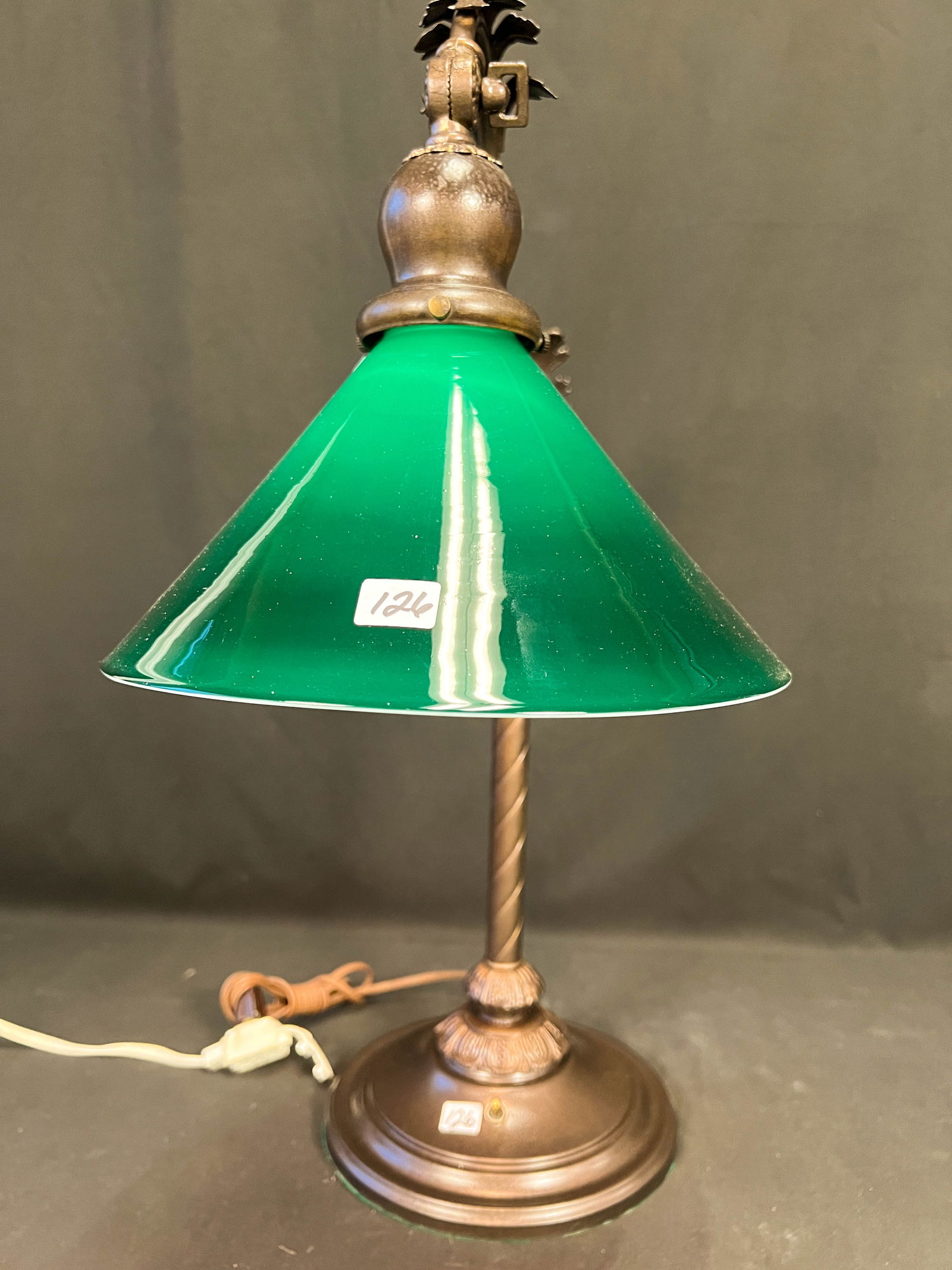 Antique Desk Lamp with Case Glass Shade (1 of 8)