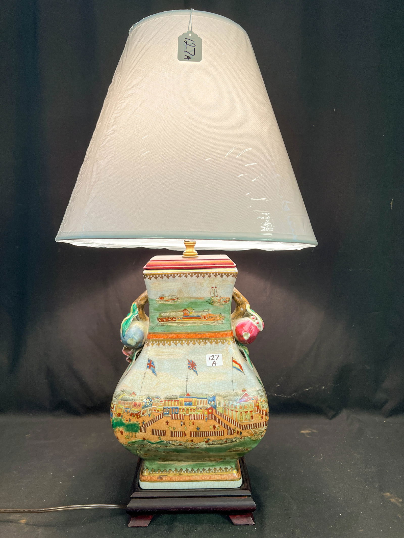 Unusual Pottery Lamp Depicting an Encampment Scene and the Ocean (1 of 5)
