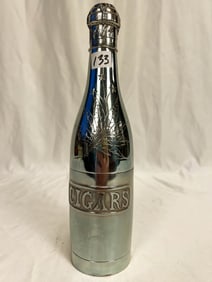 Rare Silverplate Cigar Humidor in the Shape of a Bottle