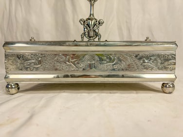 Antique Silverplate Double Sided Cigar Humidor